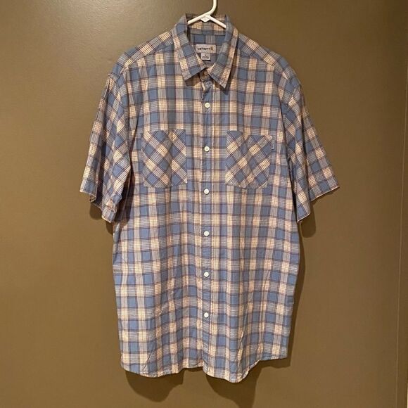 Carhartt Plaid Shortsleeved Men’s Shirt Size Large - Picture 8 of 9
